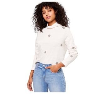 NWT Loft Pullover Top Textured Polka Dot Sz. L